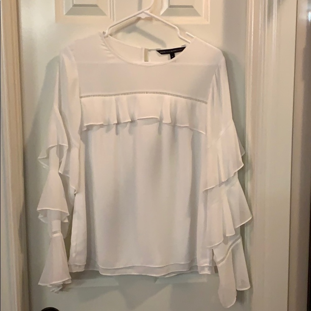 WHBM White long sleeve blouse